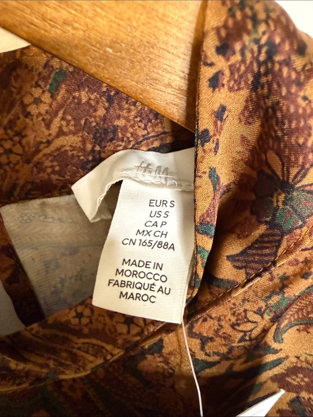 NWT H&M Puff Sleeve Blouse Paisley Brown Neutrals Maximalist Grandma Office S